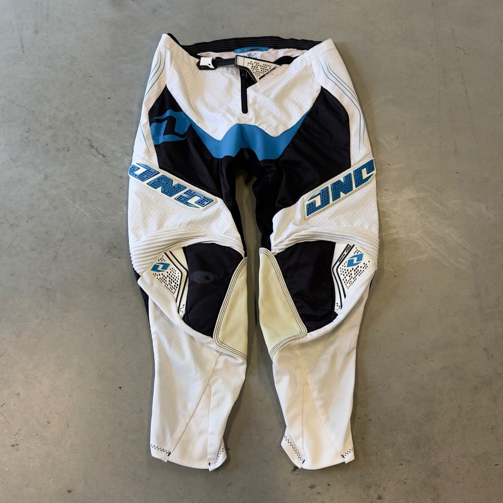One Industries Reactor Moto Pants Mens 34 White Black Blue Motocross Racing Gear